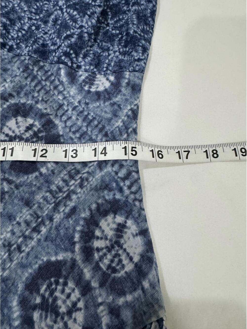 Lauren Ralph Lauren Blue Patchwork Boho Euro Summer Linen Midi Dress- Size 6 - Picture 8 of 9